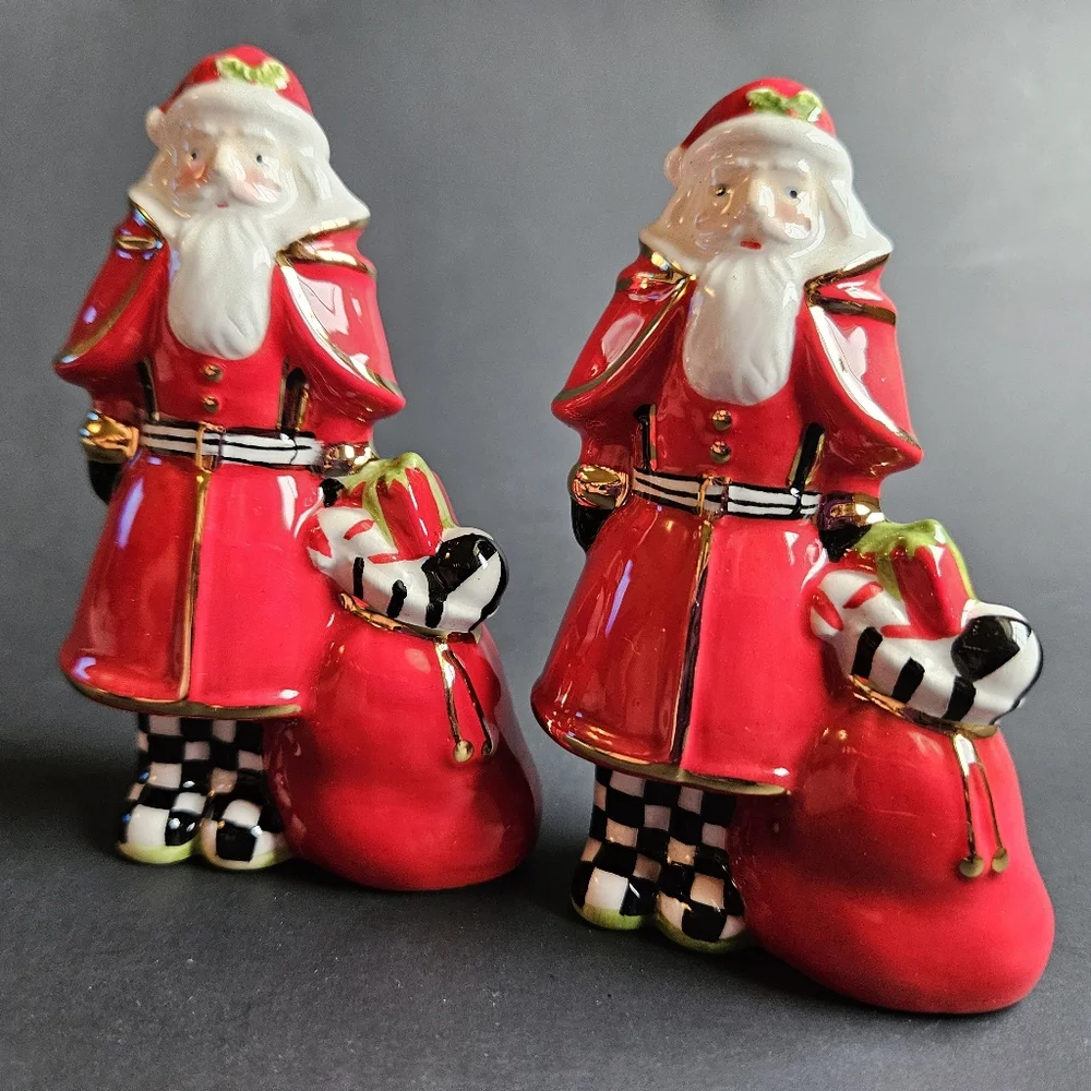 Mackenzie Childs Santa Salt and Pepper Shakers - Picture 2 of 9